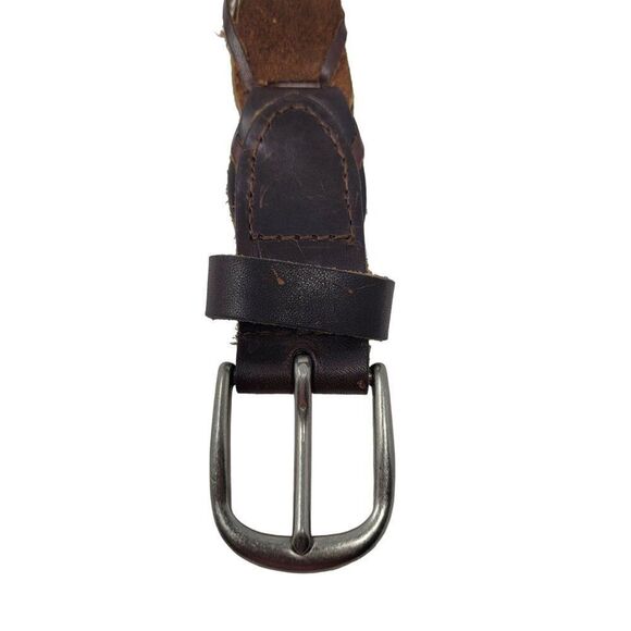 Vintage Woven Suede Leather Hexagon Pattern Belt 42" Brown Western Cowboy - Picture 2 of 11